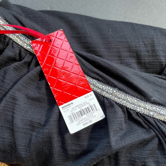 JENNIFER LOPEZ BATWING BLOUSE RHINESTONE SHOULDERS SIZE XL - Picture 11 of 11